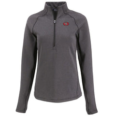 San Francisco 49ers Cutter & Buck Women's Peshastin Eco Fleece Recycled Tri-Blend Raglan Half-Zip Jacket - Heather Black Jackets