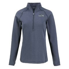 Seattle Seahawks Cutter & Buck Women's Peshastin Eco Fleece Recycled Tri-Blend Raglan Half-Zip Jacket - Heather Navy Jackets