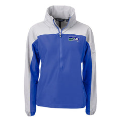 Seattle Seahawks Cutter & Buck Women's Charter Eco Recycled Half-Zip Hooded Anorak Jacket - Blue Jackets