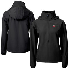 San Francisco 49ers Cutter & Buck Women's Charter Eco Recycled Half-Zip Hooded Anorak Jacket - Black Jackets