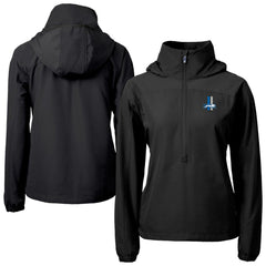 Detroit Lions Cutter & Buck Women's Charter Eco Recycled Half-Zip Hooded Anorak Jacket - Black Jackets