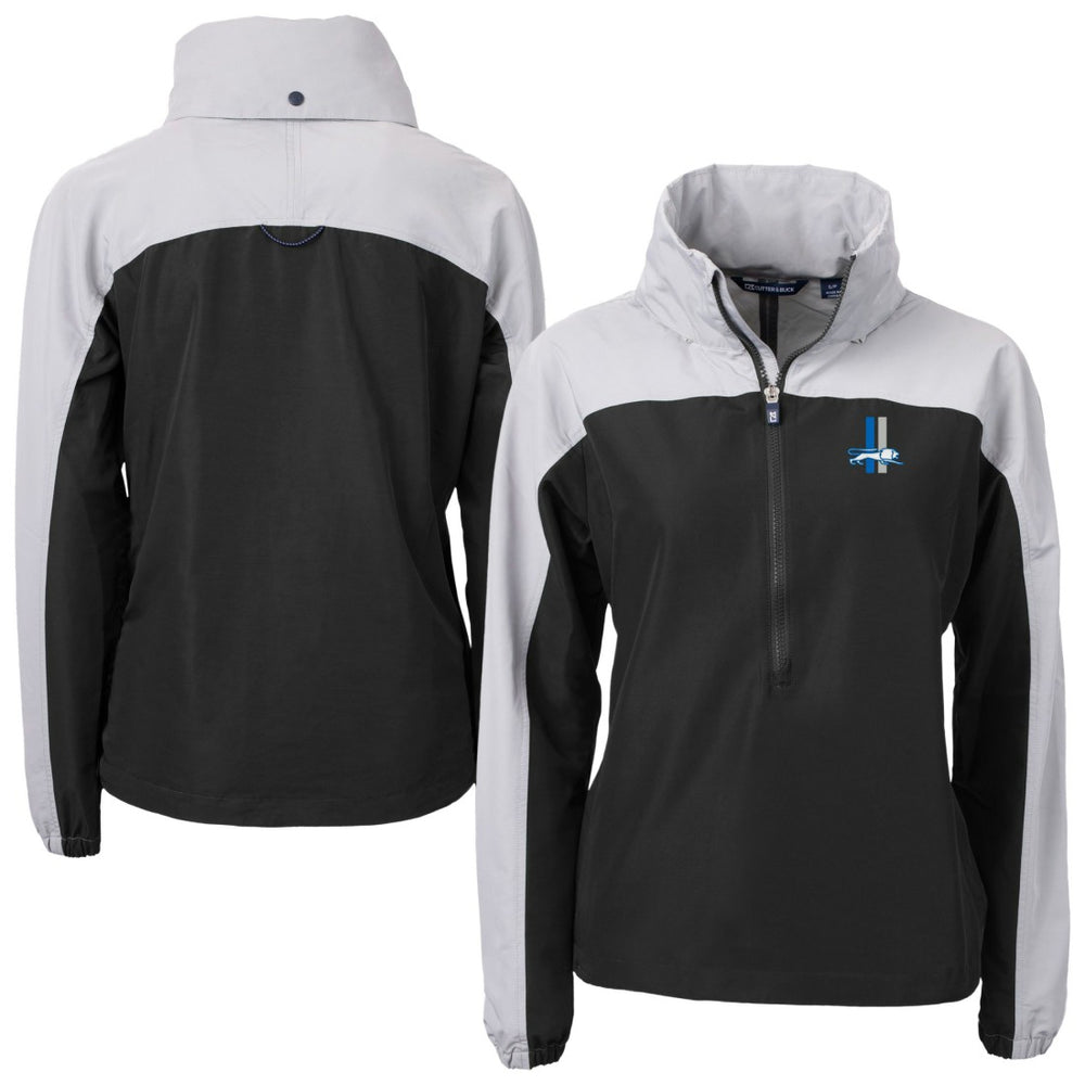 Detroit Lions Cutter & Buck Women's Charter Eco Recycled Half-Zip Hooded Anorak Jacket - Black Jackets
