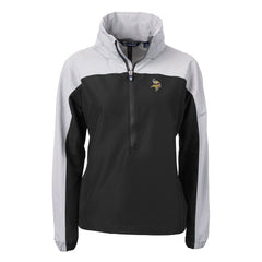Minnesota Vikings Cutter & Buck Women's Charter Eco Recycled Half-Zip Hooded Anorak Jacket - Black Jackets