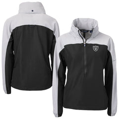 Las Vegas Raiders Cutter & Buck Women's Charter Eco Recycled Half-Zip Hooded Anorak Jacket - Black Jackets