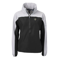 New Orleans Saints Cutter & Buck Women's Charter Eco Recycled Half-Zip Hooded Anorak Jacket - Black Jackets