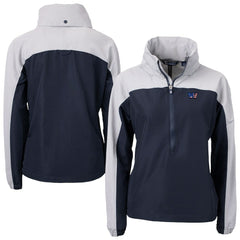 Washington Commanders Cutter & Buck Women's Charter Eco Recycled Half-Zip Hooded Anorak Jacket - Navy Jackets