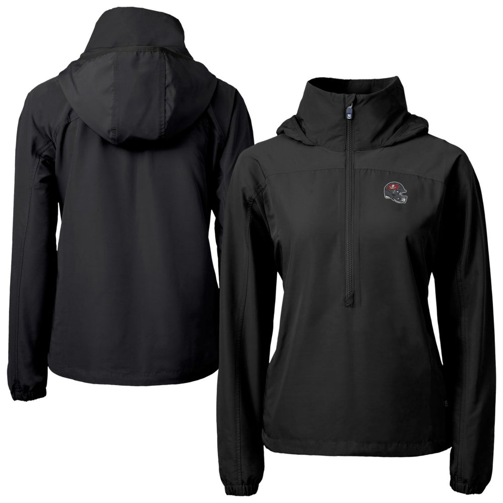Tampa Bay Buccaneers Cutter & Buck Women's Charter Eco Recycled Half-Zip Hooded Anorak Jacket - Black Jackets
