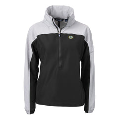 Green Bay Packers Cutter & Buck Women's Charter Eco Recycled Half-Zip Hooded Anorak Jacket - Black Jackets