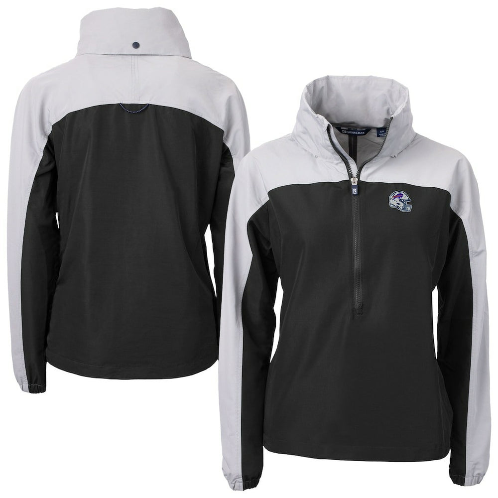Buffalo Bills Cutter & Buck Women's Charter Eco Recycled Half-Zip Hooded Anorak Jacket - Black Jackets