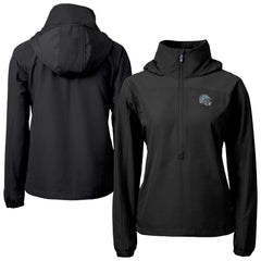 Detroit Lions Cutter & Buck Women's Charter Eco Recycled Half-Zip Hooded Anorak Jacket - Black Jackets