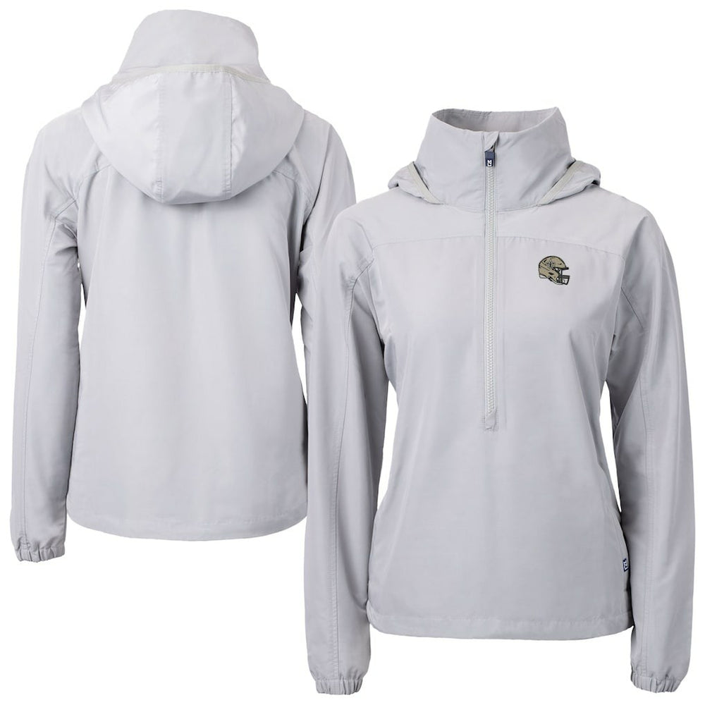 New Orleans Saints Cutter & Buck Women's Charter Eco Recycled Half-Zip Hooded Anorak Jacket - Gray Jackets
