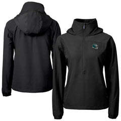 Philadelphia Eagles Cutter & Buck Women's Charter Eco Recycled Half-Zip Hooded Anorak Jacket - Black Jackets