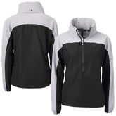 Carolina Panthers Cutter & Buck Women's Charter Eco Recycled Half-Zip Hooded Anorak Jacket - Black Jackets