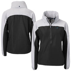 Carolina Panthers Cutter & Buck Women's Charter Eco Recycled Half-Zip Hooded Anorak Jacket - Black Jackets