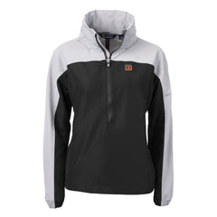 Cincinnati Bengals Cutter & Buck Women's Charter Eco Recycled Half-Zip Hooded Anorak Jacket - Black Jackets