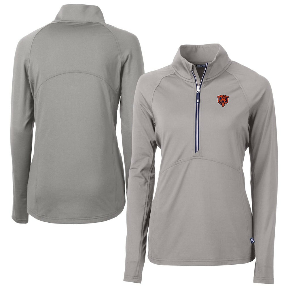 Chicago Bears Cutter & Buck Women's Adapt Eco Knit Stretch Recycled Raglan Half-Zip Top - Gray Tops