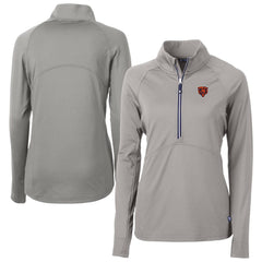 Chicago Bears Cutter & Buck Women's Adapt Eco Knit Stretch Recycled Raglan Half-Zip Top - Gray Tops