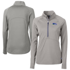 Seattle Seahawks Cutter & Buck Women's Historical Adapt Eco Knit Stretch Recycled Raglan Half-Zip Top - Gray Tops