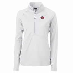 San Francisco 49ers Cutter & Buck Women's Adapt Eco Knit Stretch Recycled Raglan Half-Zip Top - White Tops