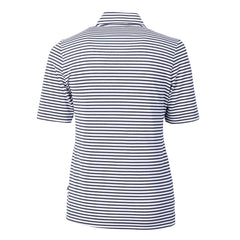 Denver Broncos Cutter & Buck Women's Virtue Eco Pique Stripe Recycled Quarter-Zip Top - Navy Tops