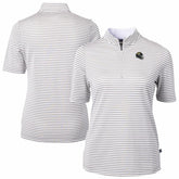 Jacksonville Jaguars Cutter & Buck Women's Virtue Eco Pique Stripe Recycled Quarter-Zip Top - Gray Tops