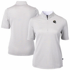 Jacksonville Jaguars Cutter & Buck Women's Virtue Eco Pique Stripe Recycled Quarter-Zip Top - Gray Tops