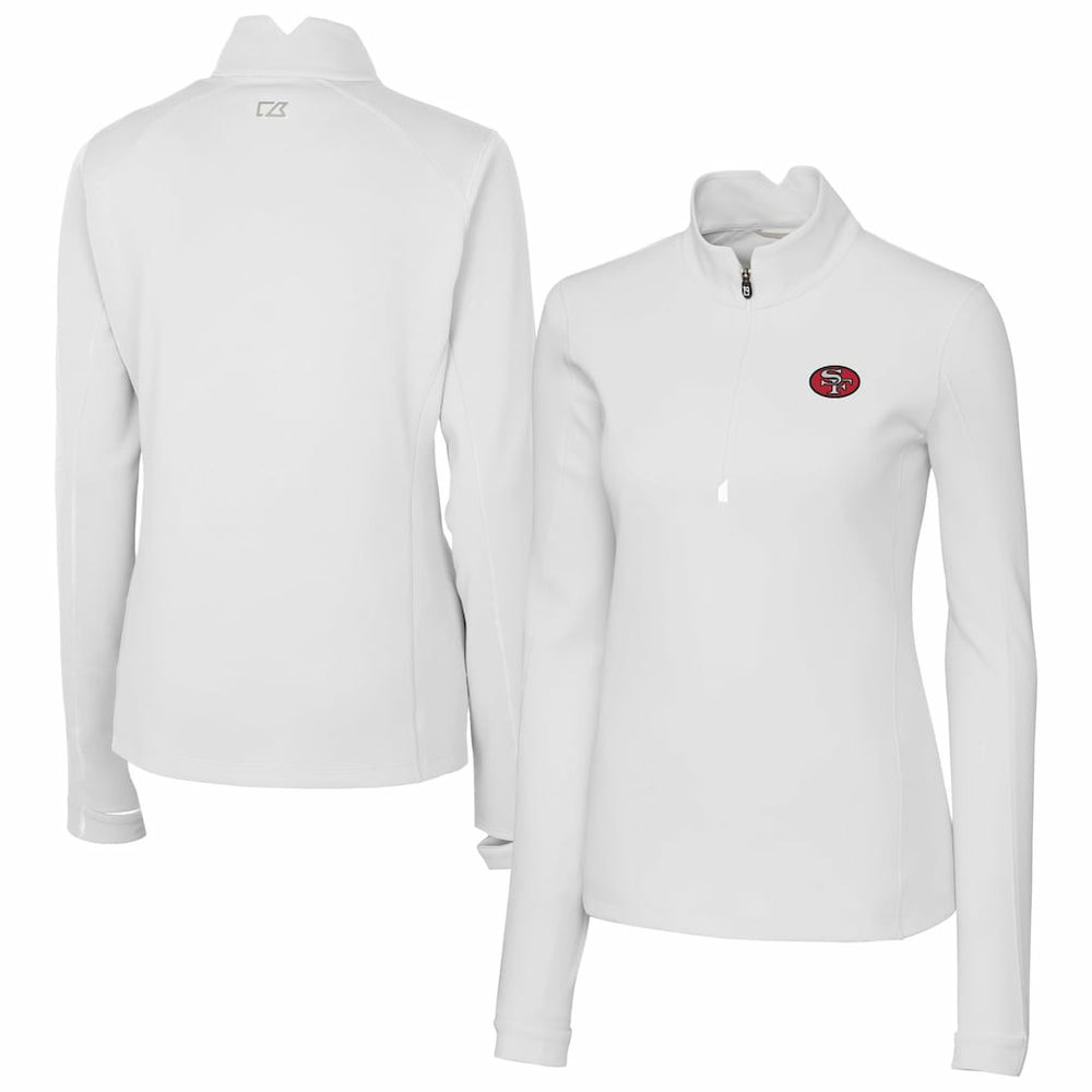 San Francisco 49ers Cutter & Buck Women's Traverse Stretch Quarter-Zip Pullover Top - White Pullover