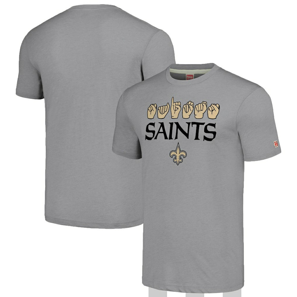 New Orleans Saints Homage Unisex The NFL ASL Collection by Love Sign American Sign Language T-Shirt - Grey T-shirts