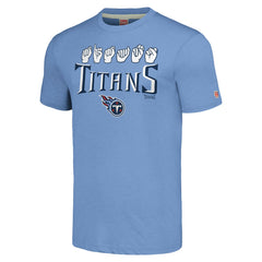 Tennessee Titans Homage Unisex The NFL ASL Collection by Love Sign American Sign Language T-Shirt - Light Blue T-shirts