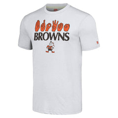 Cleveland Browns Homage Unisex The NFL ASL Collection by Love Sign American Sign Language T-Shirt - Ash T-shirts