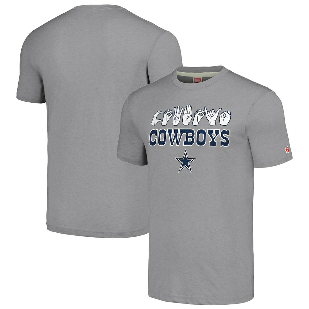 Dallas Cowboys Homage Unisex The NFL ASL Collection by Love Sign American Sign Language T-Shirt - Gray T-shirts