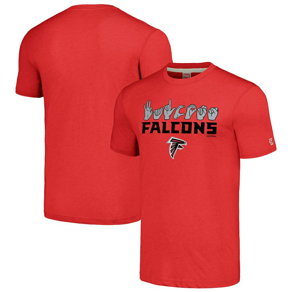 Atlanta Falcons Homage Unisex The NFL ASL Collection by Love Sign American Sign Language T-Shirt - Red T-shirts