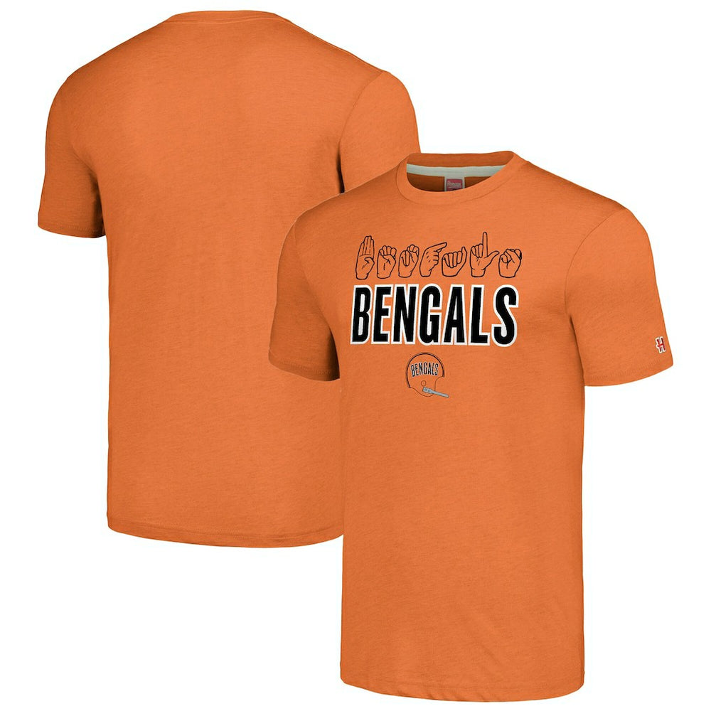 Cincinnati Bengals Homage Unisex The NFL ASL Collection by Love Sign American Sign Language T-Shirt - Orange T-shirts
