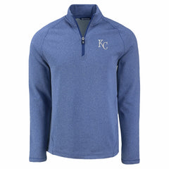 Kansas City Royals Cutter & Buck Peshastin Eco Fleece Recycled Raglan Quarter-Zip Top - Heather Blue Tops