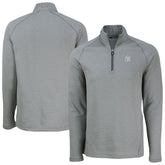 New York Yankees Cutter & Buck Peshastin Eco Fleece Recycled Raglan Quarter-Zip Top - Heather Gray Tops