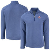 New York Yankees Cutter & Buck Peshastin Eco Fleece Recycled Raglan Quarter-Zip Top - Heather Blue Tops