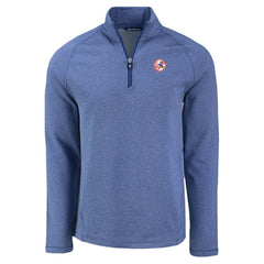 New York Yankees Cutter & Buck Peshastin Eco Fleece Recycled Raglan Quarter-Zip Top - Heather Blue Tops