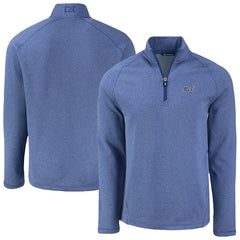 New York Mets Cutter & Buck Peshastin Eco Fleece Recycled Raglan Quarter-Zip Top - Heather Blue Tops