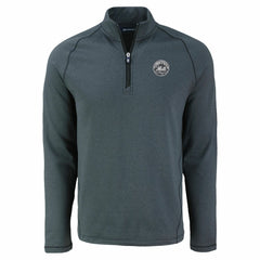 New York Mets Cutter & Buck Peshastin Eco Fleece Recycled Raglan Quarter-Zip Top - Heather Black Tops
