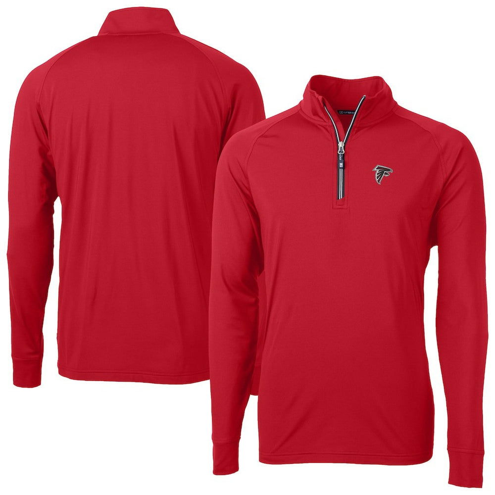 Atlanta Falcons Cutter & Buck Adapt Eco DryTec Raglan Quarter-Zip Jacket - Red Jackets