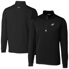 Philadelphia Eagles Cutter & Buck Traverse Stretch Quarter-Zip Top - Black Tops