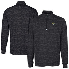 Jacksonville Jaguars Cutter & Buck Traverse Camo Print Stretch Quarter-Zip Top - Black Tops