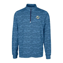 Miami Dolphins Cutter & Buck Traverse Camo Print Stretch Quarter-Zip Top - Navy Tops