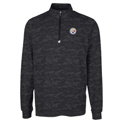 Pittsburgh Steelers Cutter & Buck Traverse Camo Print Stretch Quarter-Zip Top - Black Tops