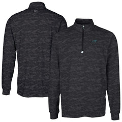 Carolina Panthers Cutter & Buck Traverse Camo Print Stretch Quarter-Zip Top - Black Tops