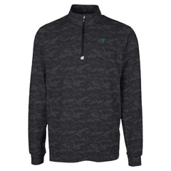 Carolina Panthers Cutter & Buck Traverse Camo Print Stretch Quarter-Zip Top - Black Tops