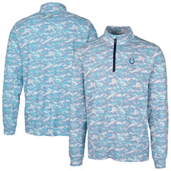 Indianapolis Colts Cutter & Buck Traverse Camo Print Stretch Quarter-Zip Pullover Top - Blue Pullover