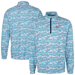 Denver Broncos Cutter & Buck Traverse Camo Print Stretch Quarter-Zip Pullover Top - Blue Pullover