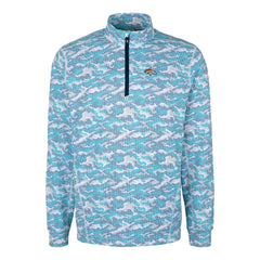 Denver Broncos Cutter & Buck Traverse Camo Print Stretch Quarter-Zip Pullover Top - Blue Pullover