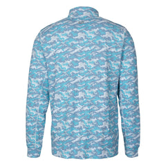 Denver Broncos Cutter & Buck Traverse Camo Print Stretch Quarter-Zip Pullover Top - Blue Pullover